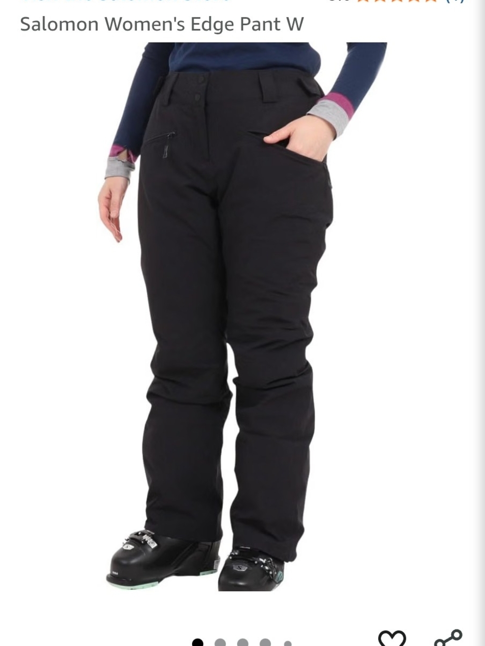 Salomon Women's Edge Alpine Ski Pants, DEEP Black, size L/R